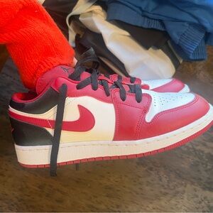 Jordan Red, White, and Black Low-Top Sneakers